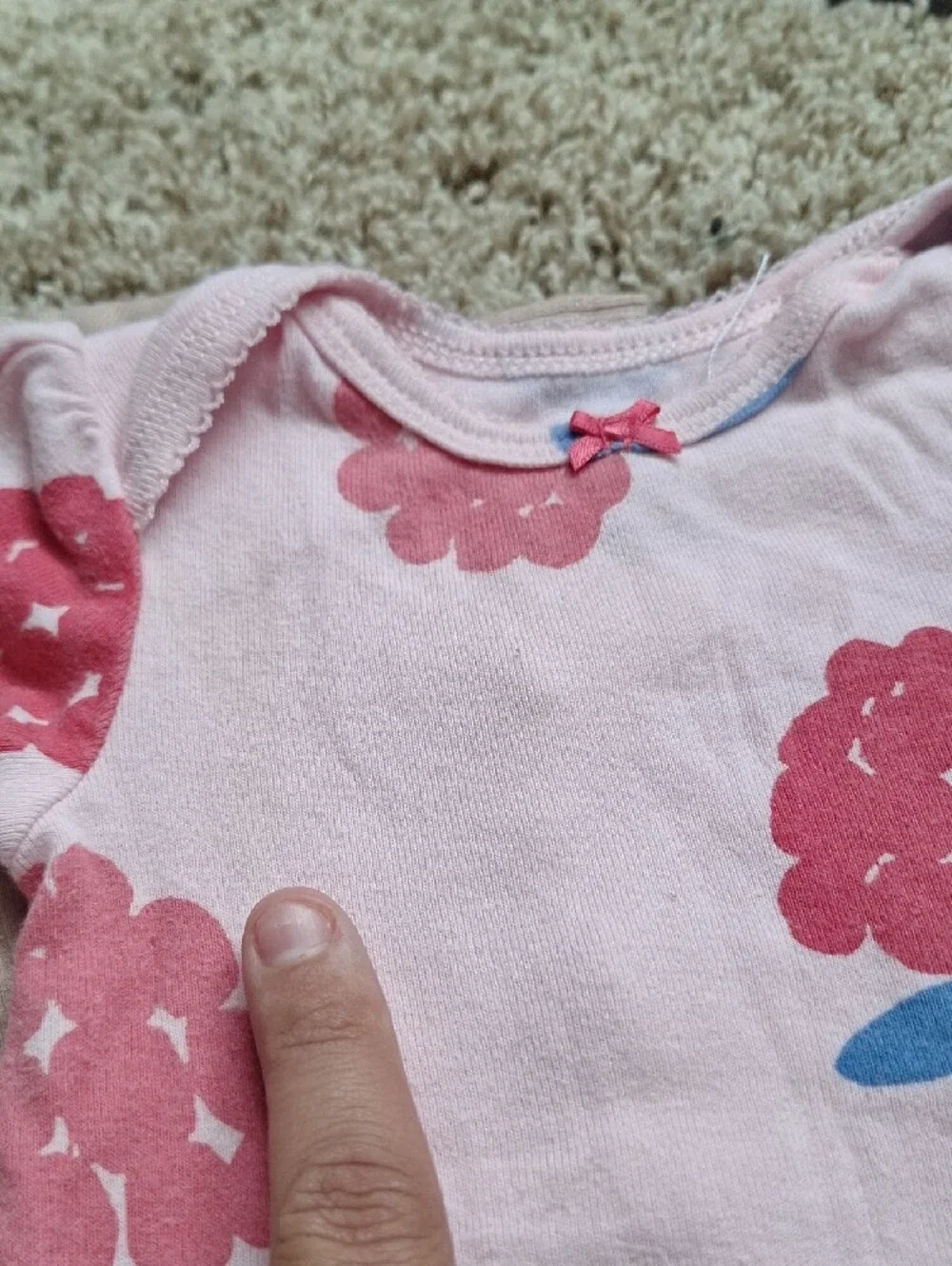 Carter's Pastel Floral & Fruit Short Sleeve Onesie Lot - White, Pink, Yellow- 3M